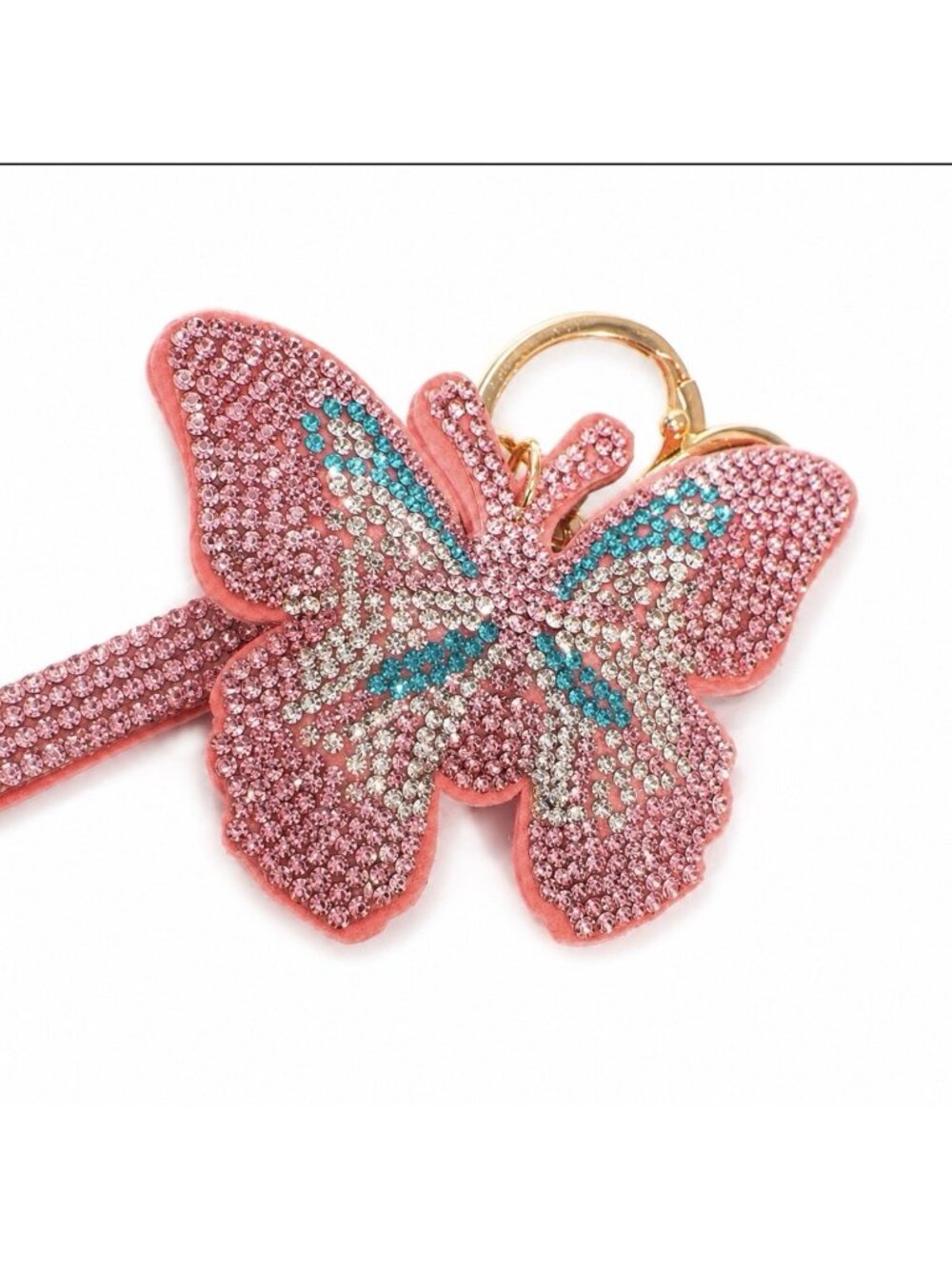 Chunky Puffy Butterfly Rhinestone Bling Bag Purse Backpack Charm Keychain NEW